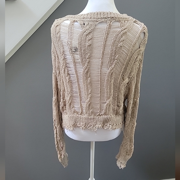 Hyfve Buckle Tan Day Distressed Sweater NWT Size Large - Picture 5 of 8